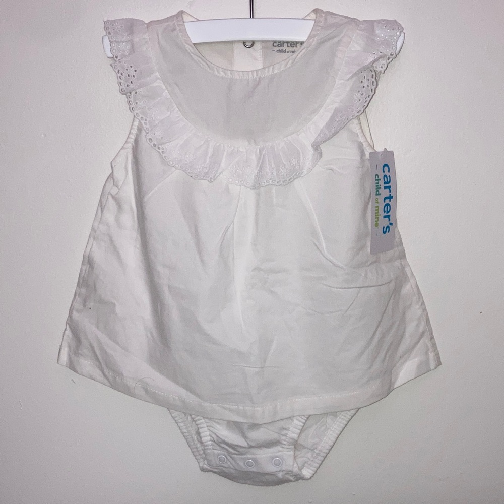 #53. 🆕 NWT - Carter's - White Infant/Toddler Dress with Eyelet Ruffle